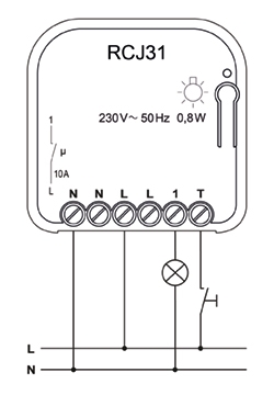Eldat RCJ31 Unterputz-Empfänger 868 Mhz 1 Kanal 230 V potenzialbehaftet