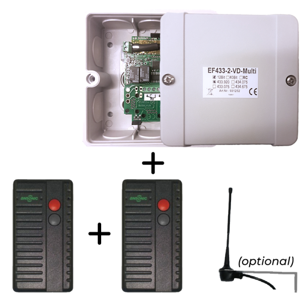 Funkempfänger EF-433-2 SET mit 2x SF 433-2 Handsender für Hohe Reichweiten
