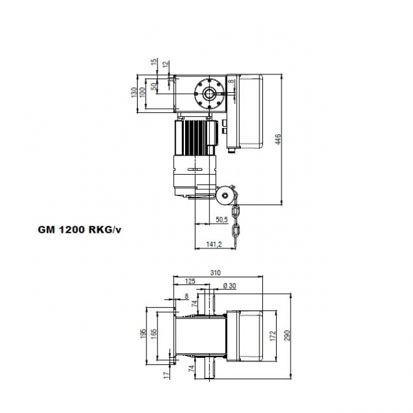 GMF Schneckenradantrieb GM 1200 Rolltorantrieb