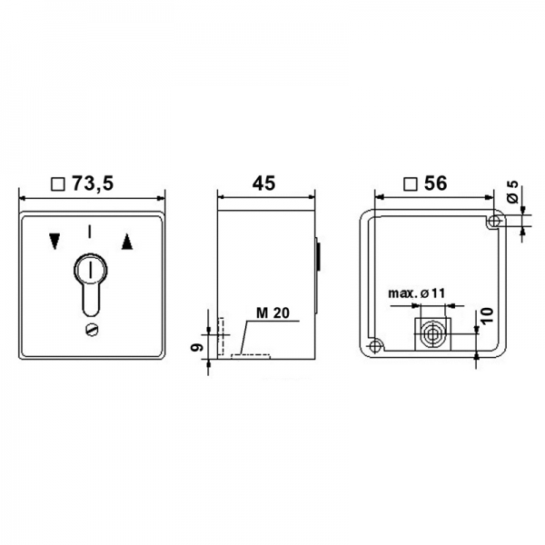 Miniatur Schlüssel-Taster 2 Tast-Kontakt AB/AUF Aufputz