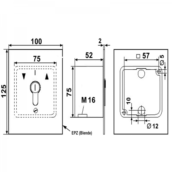 Schlüssel-Schalter 2 Rast-Kontakt AB/AUF Unterputz