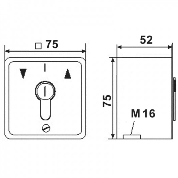 Schlüssel-Schalter AB tastend / AUF rastend Aufputz