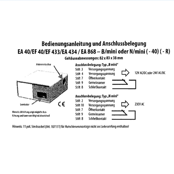 EA 434-N/Mini Empfänger 12 Bit 230 VAC KG C 11 pol. Stecksockel