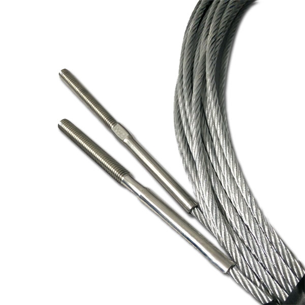 Stahlseil DIN3060 Konstruktion, 6 x 19 SE, 5mm, mit Gewindeterminal M8 einseitig