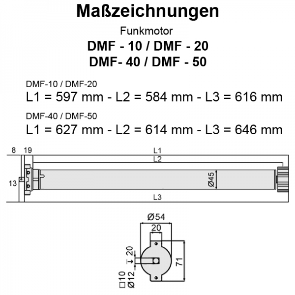 WTS Funk Rohrmotor DMF-50 Empfänger 433 MHz