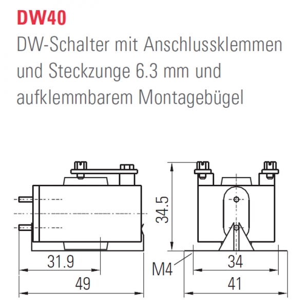 Bircher Druckwellenschalter DW40 im Gehäuse Schliesser Kontakt