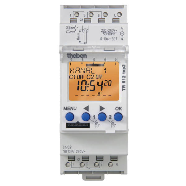 Theben Digitale Zeitschaltuhr TR612TOP2 mit Wochenprogramm
