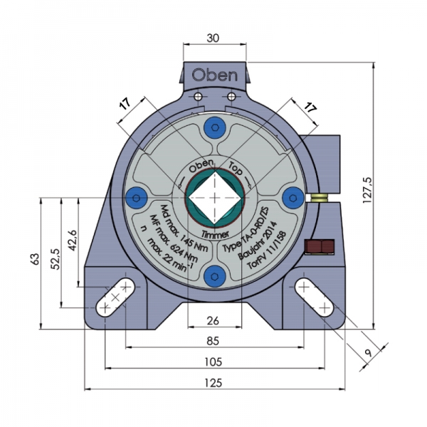 Timmer Abrollsicherung TA-0-RD/ZS Vierkant 17x17mm