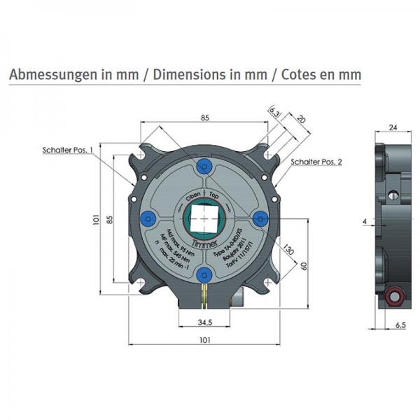 Timmer Abrollsicherung TA-0-RD/XS Vierkant 16x16mm gelb