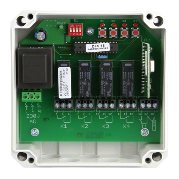 Dickert Funkempfänger E15 433-868 MHz AM 4 Kanal 230 Volt (Smart)